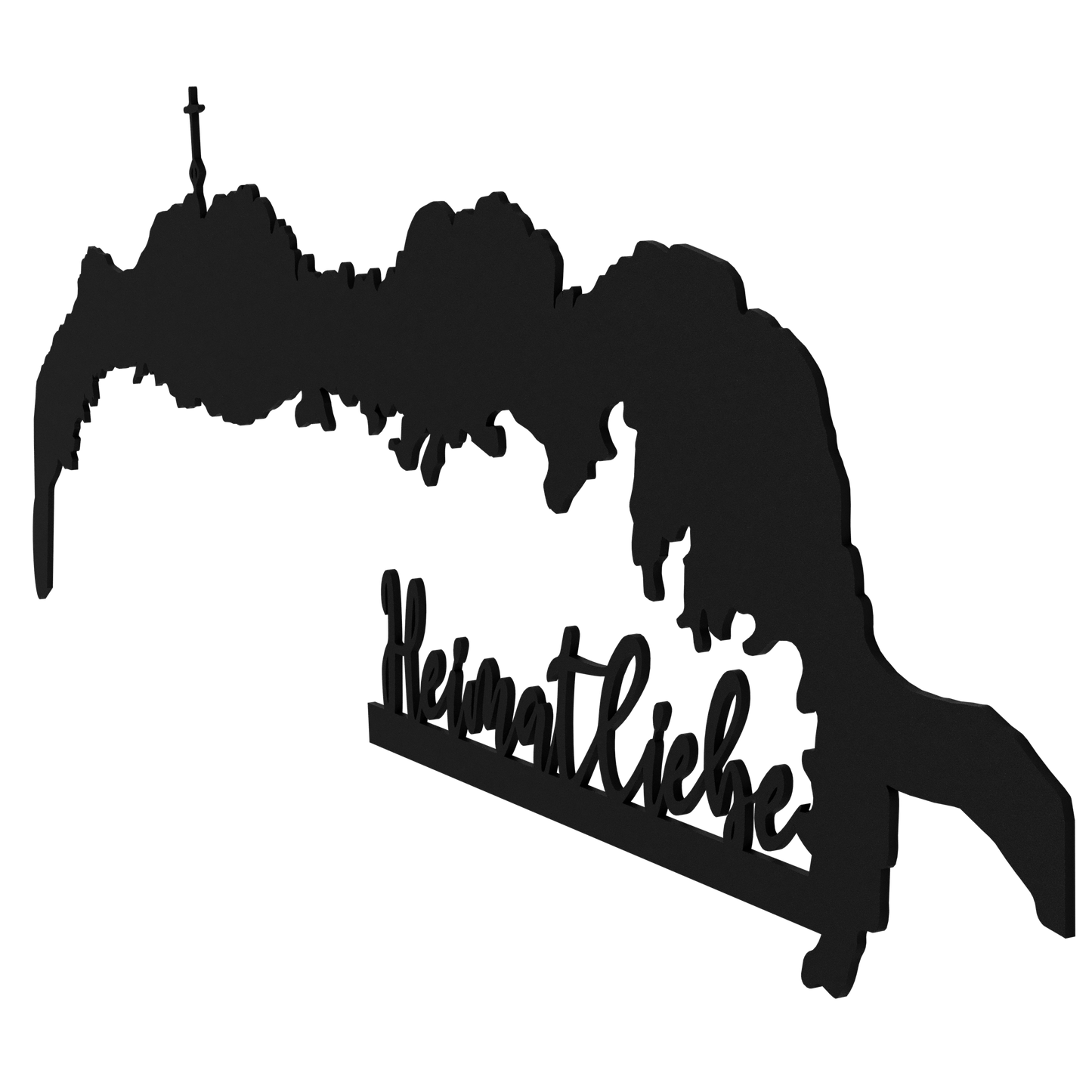 Metallschild Silhouette - Kampenwand "Heimatliebe"