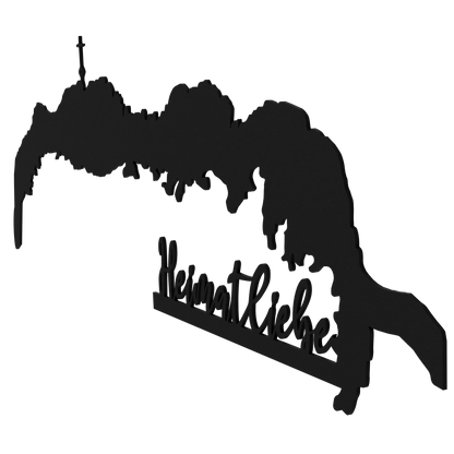 Metallschild Silhouette - Kampenwand "Heimatliebe"