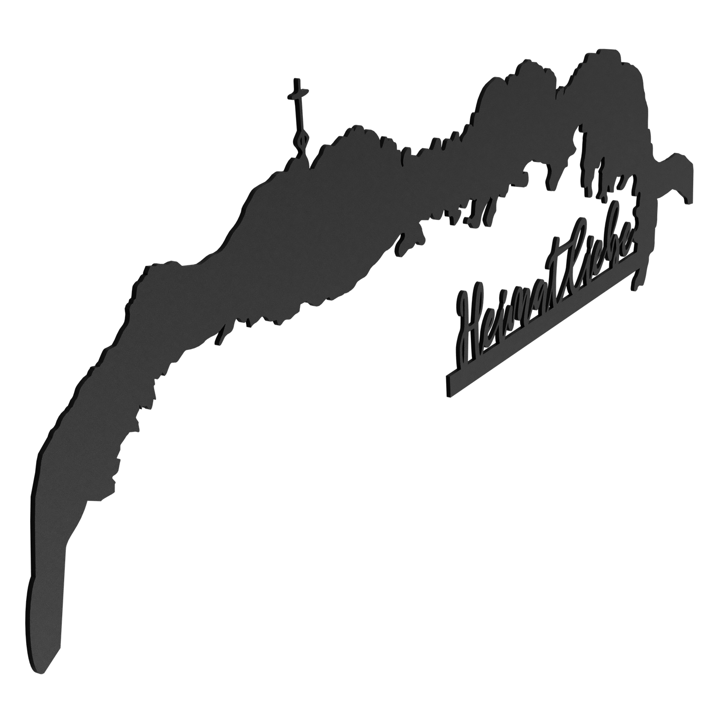 Metallschild Silhouette - Kampenwand "Heimatliebe"