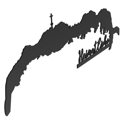 Metallschild Silhouette - Kampenwand "Heimatliebe"