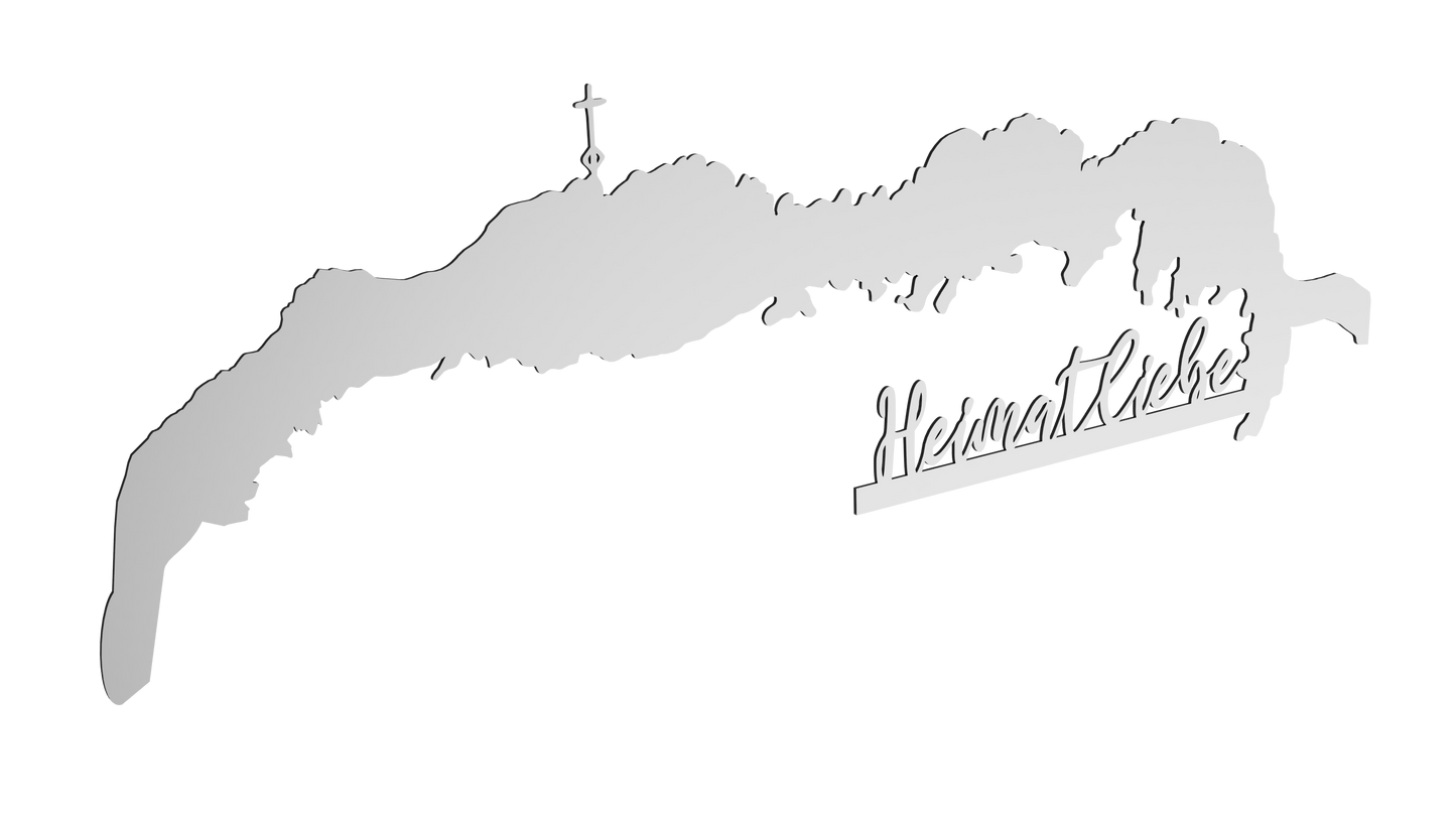 Metallschild Silhouette - Kampenwand "Heimatliebe"