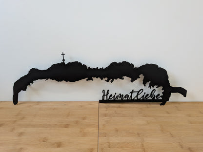 Metallschild Silhouette - Kampenwand "Heimatliebe"
