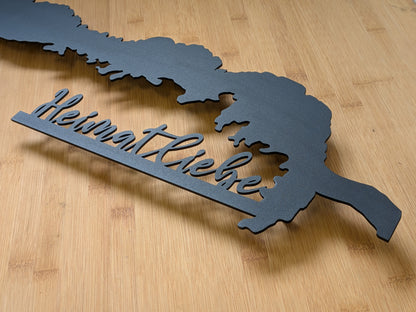 Metallschild Silhouette - Kampenwand "Heimatliebe"